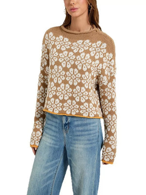 vintage-inspired pullover sweater in Green with crew neck