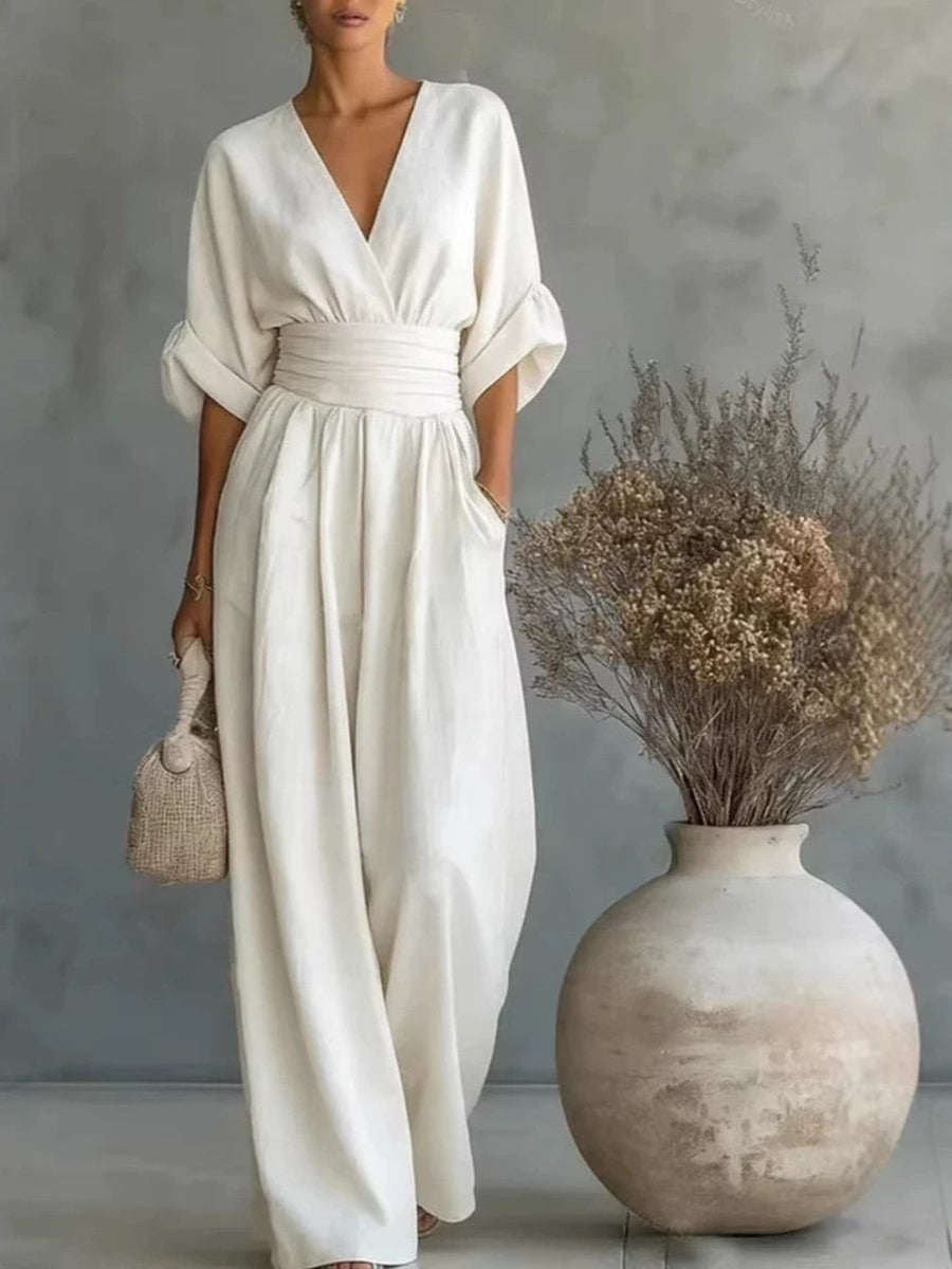 jumpsuit in Dark Green with pocketed and full-length
