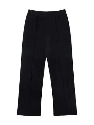 Black lounge trousers with seam detail and wide leg