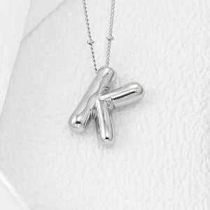 Sculpted initial pendant necklace Style K with beaded chain