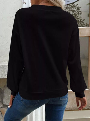 Grey Casual V-neck Waffle Long Sleeve Top