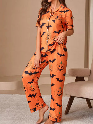 pajama set featuring novelty print in navy blue with 100% polyester Care instructions: Machine wash cold texture