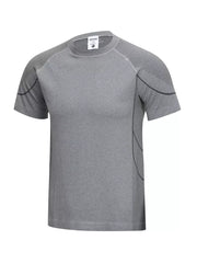 Grey t-shirt featuring quick-dry and geometric