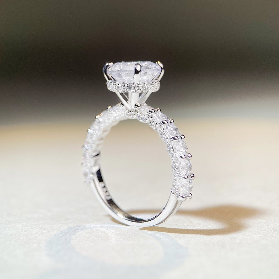 silver with ring with 3 carat moissanite 10