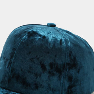 Velvet Imported Size &amp cap in teal with fitted silhouette