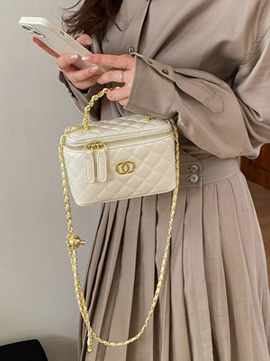 Black with Quilted Leather Crossbody Bag