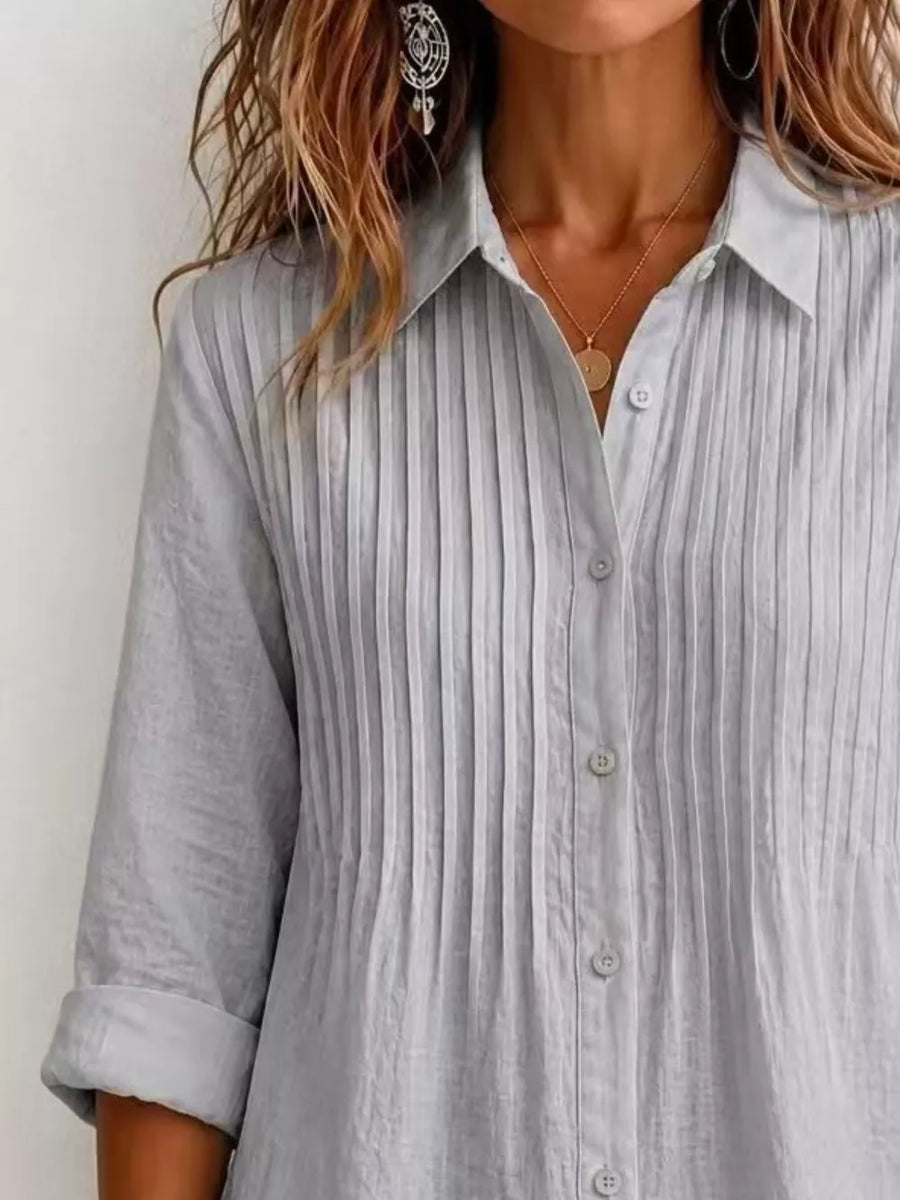 White Men's Plus Size Long Sleeve Button-up Shirt