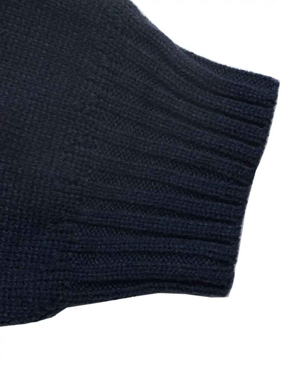 Navy relaxed pullover sweater with crew neck