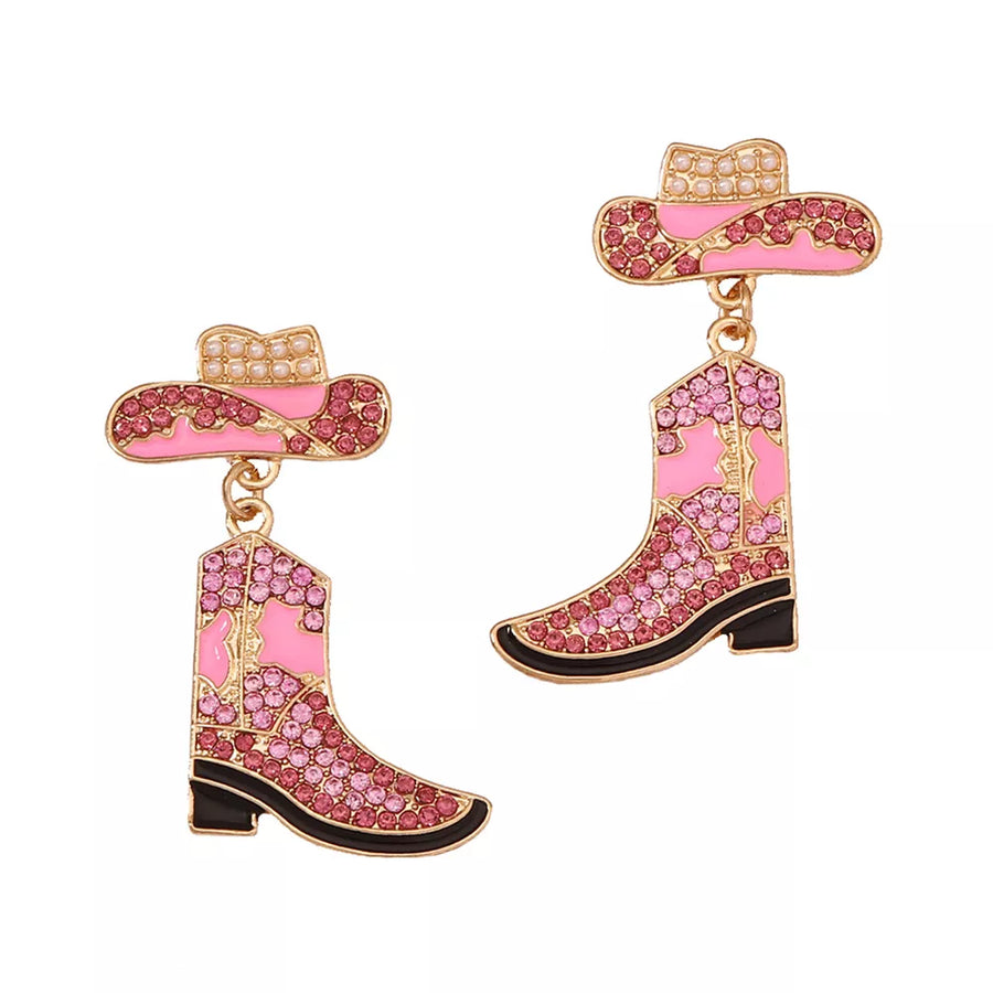 earrings in gold with rhinestone embellishment and 2 inches