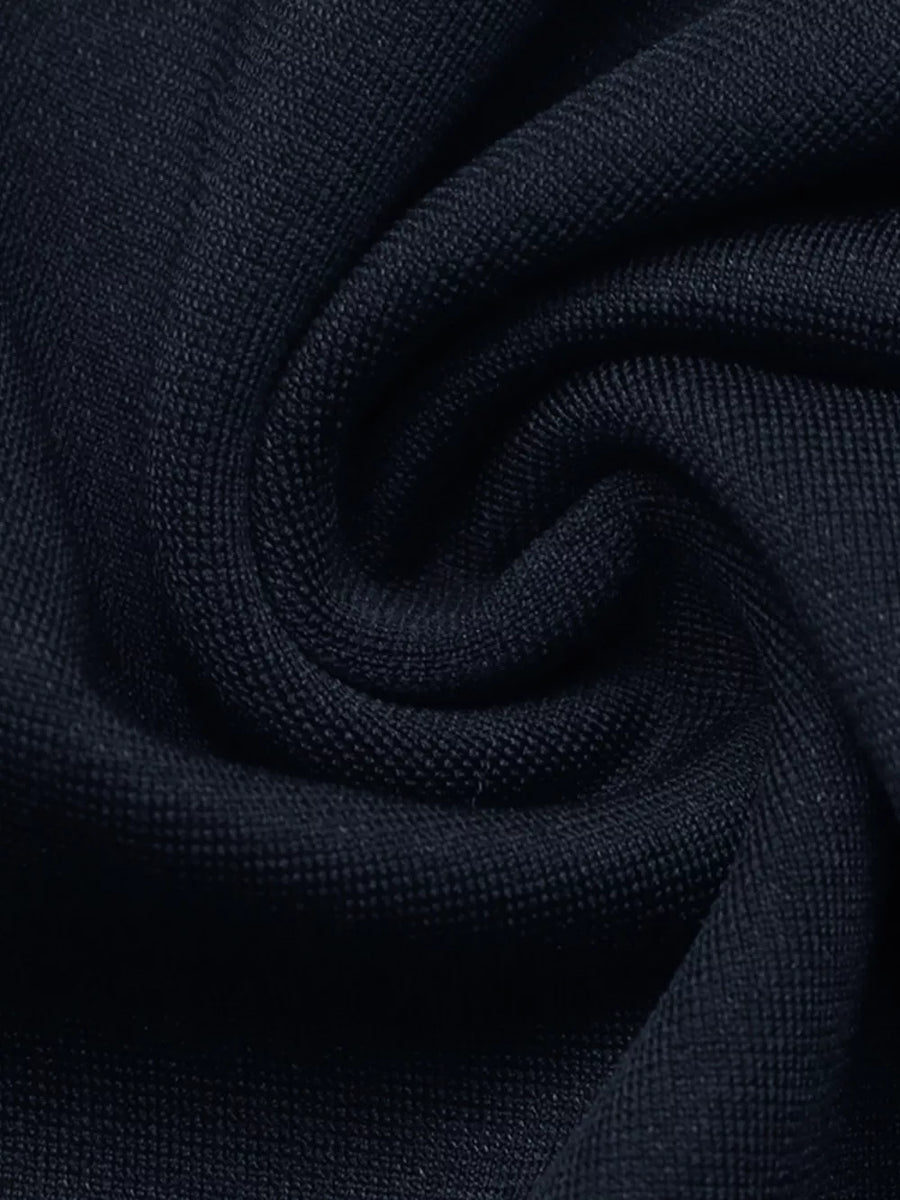 peplum top in Dark Blue with buttoned cuffs and hip-length