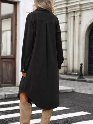 Dusty Pink straight shirt dress with collared