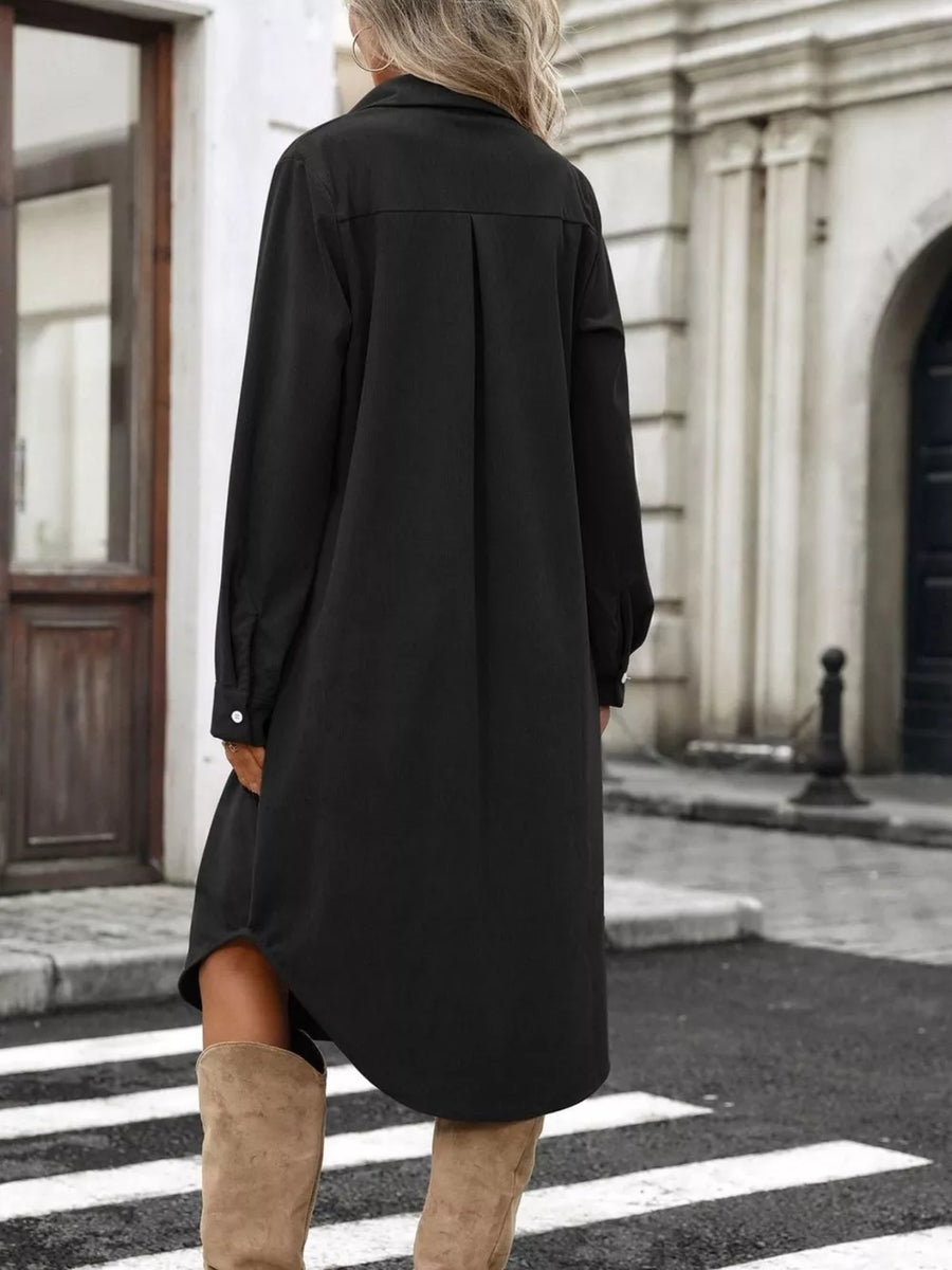 Dusty Pink straight shirt dress with collared
