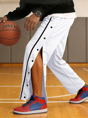 Men's Plus Size Side Snap Button Pants in Khaki with side snap buttons