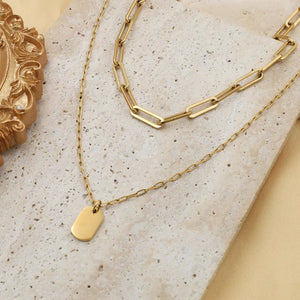 necklace in gold featuring double layered and layered fit