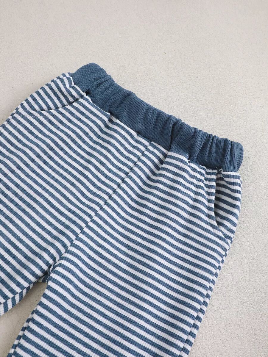 Children's Bear Striped Top And Pants Set in Light Blue, view 11