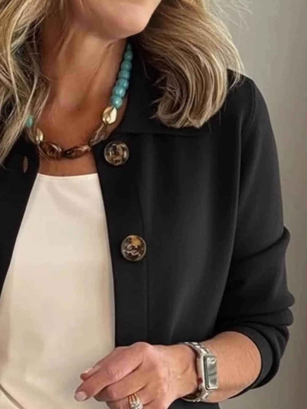 classic cardigan in Brown with collared