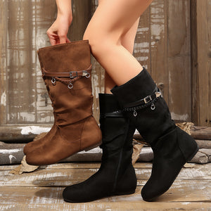 boots in camel featuring slouchy shaft and slouchy fit