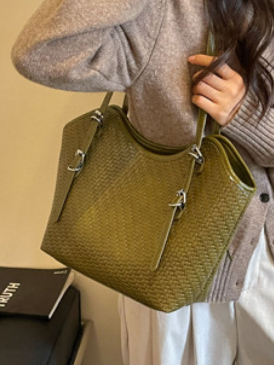 Green tote with medium and open-top