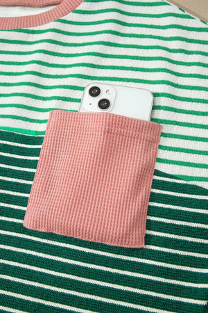 Stripe Contrast Color Block Relaxed Tee option 6