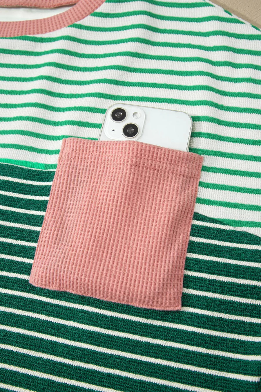 Stripe Contrast Color Block Relaxed Tee option 6