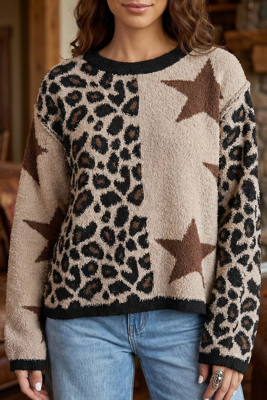 Mocha pullover sweater with hip-length and pullover