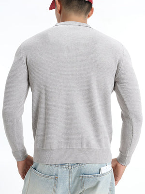 Wine Red pullover sweater with hip-length and quarter-zip