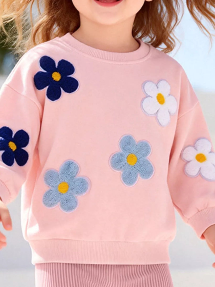Blush Pink sweatshirt featuring applique and floral