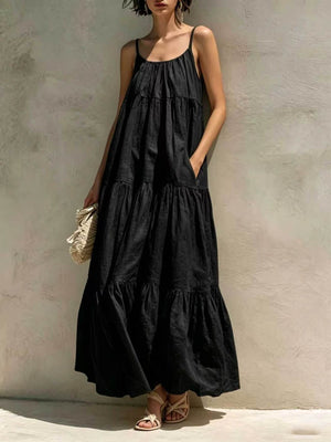 maxi dress in Army Green with tiered and maxi