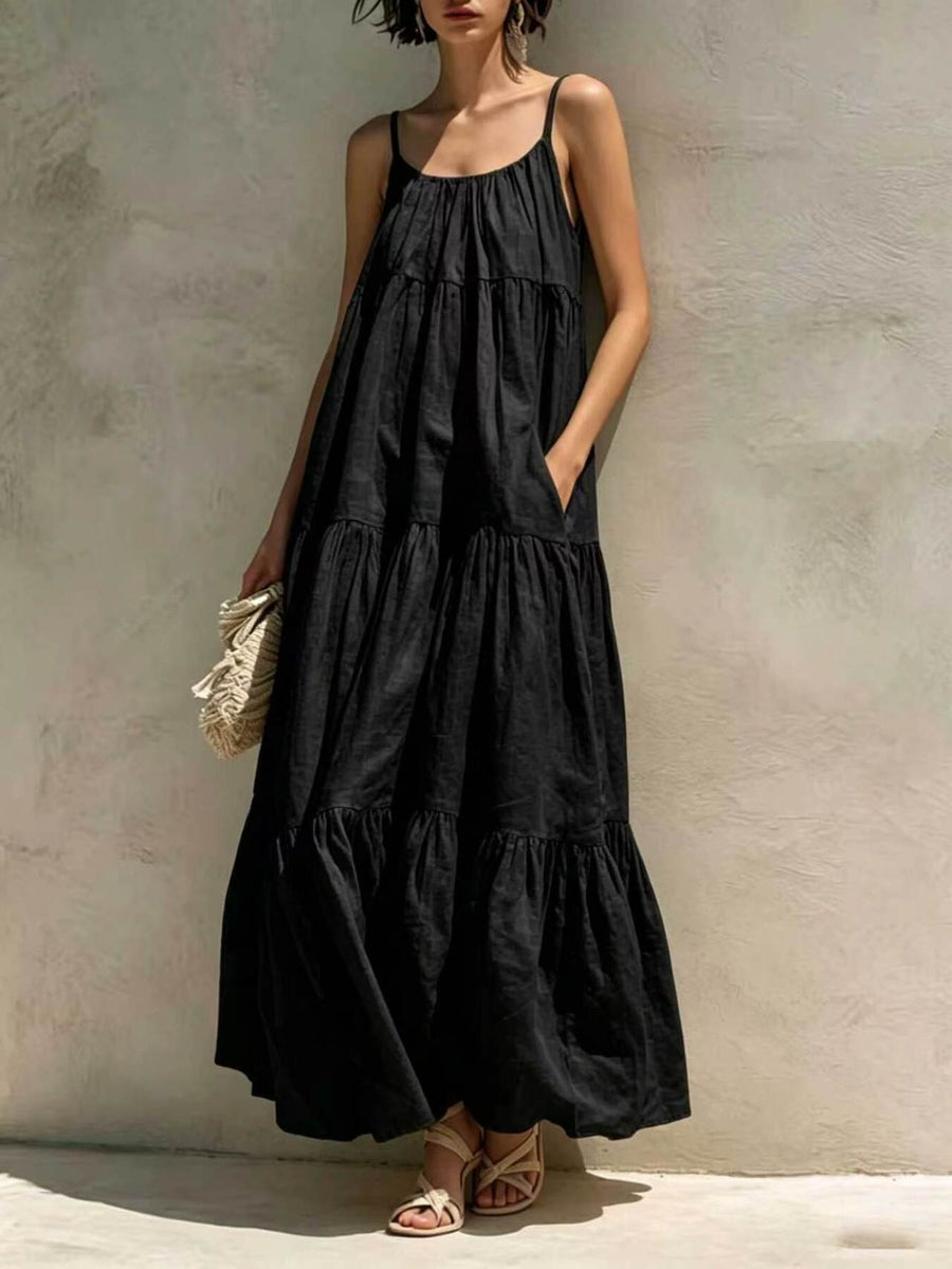 maxi dress in Army Green with tiered and maxi