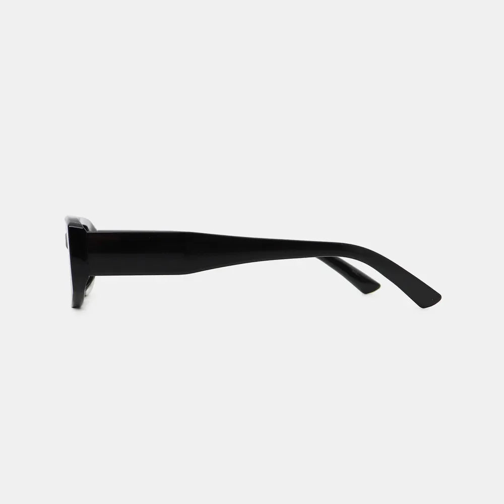 Black chunky rectangular sunglasses with thick frames and temples.