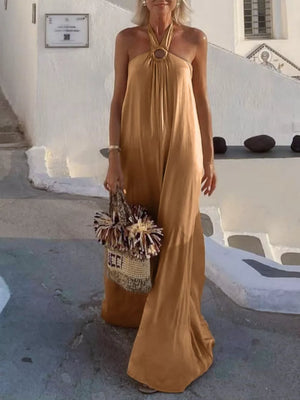 Khaki maxi dress with maxi and pullover
