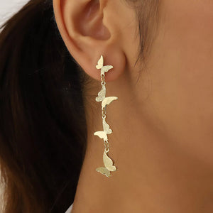 gold earrings with butterfly and not applicable