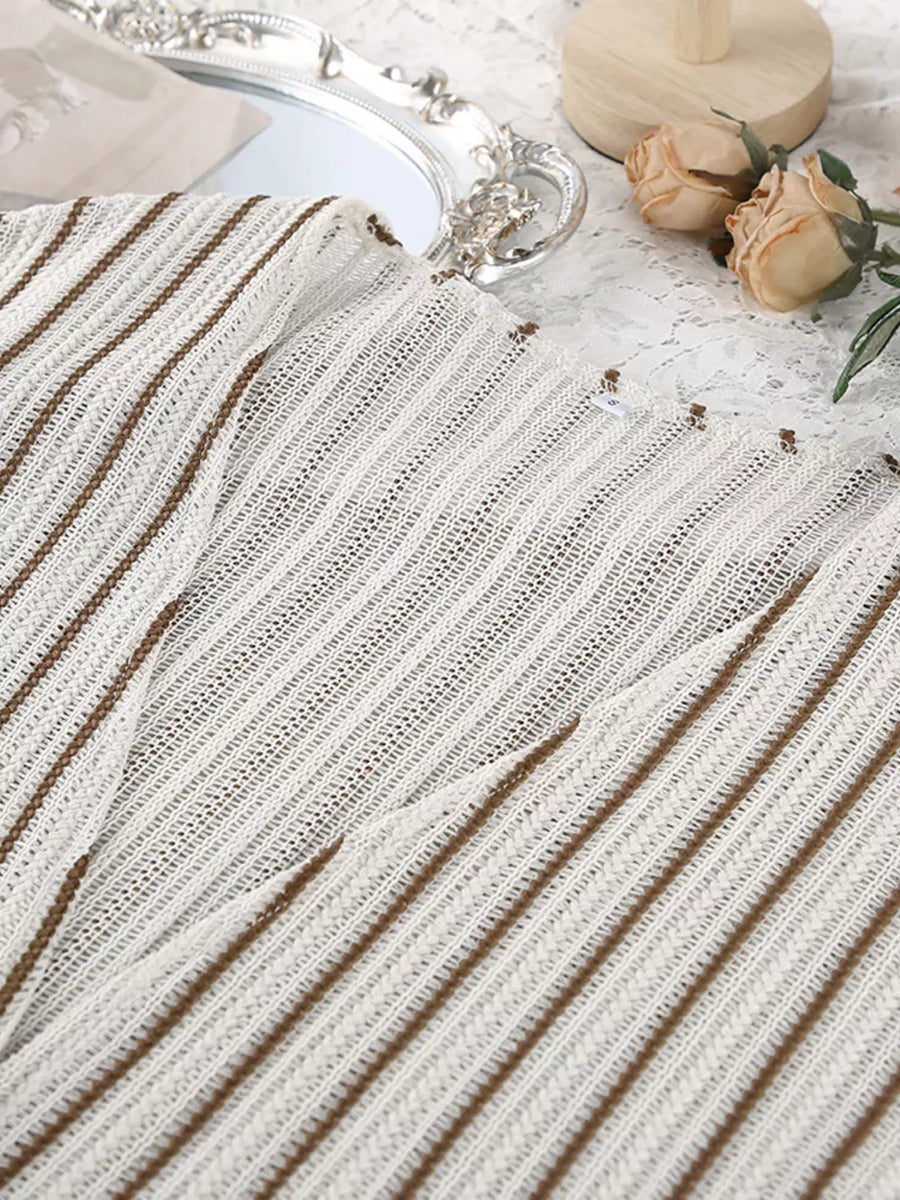 lounge set in cream with striped and tied front