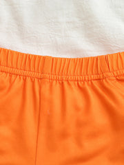Orange shorts with elastic waistband detail