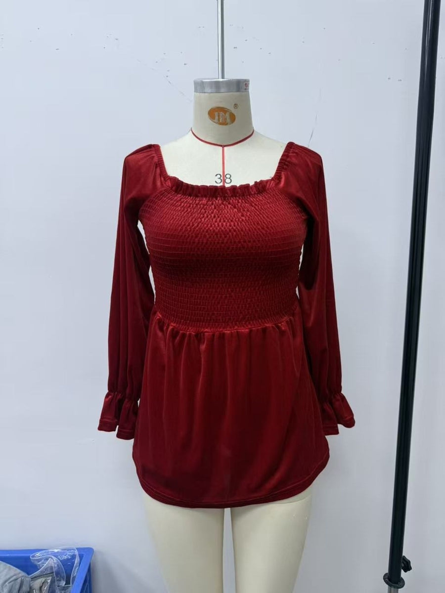 peplum top in Burgundy