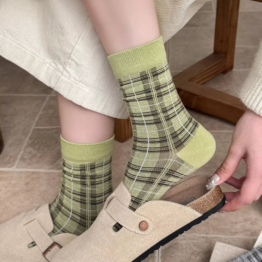 cotton Imported Size &amp socks in Green with fitted silhouette