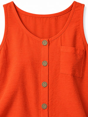 Army Green relaxed tank top with round neck
