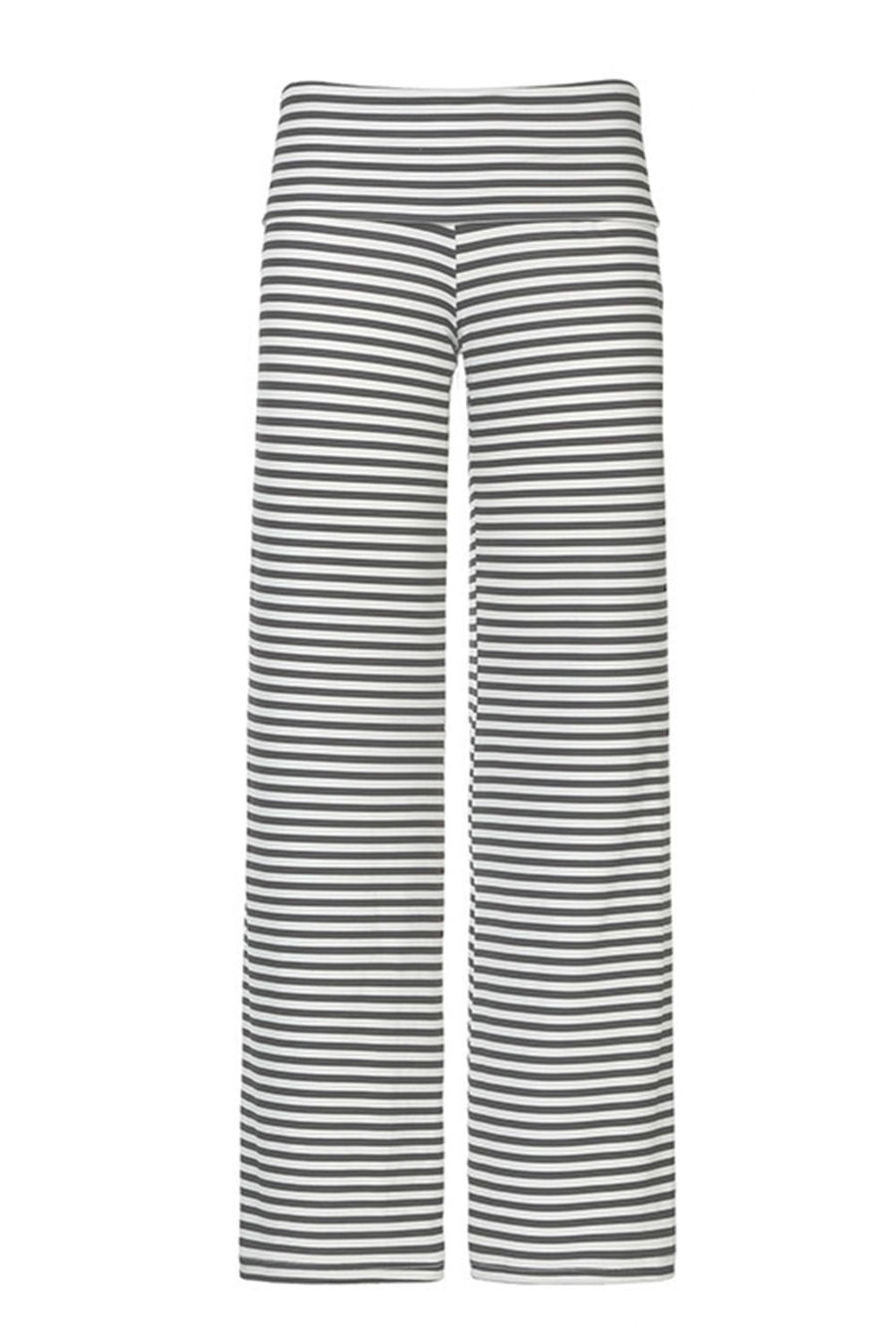 Coastal Stripe Palazzo Pants in black and white horizontal stripes, wide leg cut