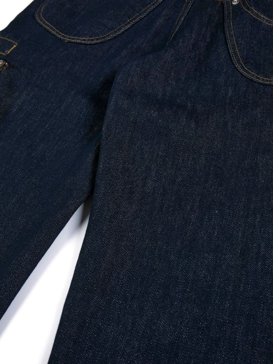wide-leg jeans in navy blue with pocketed and full-length