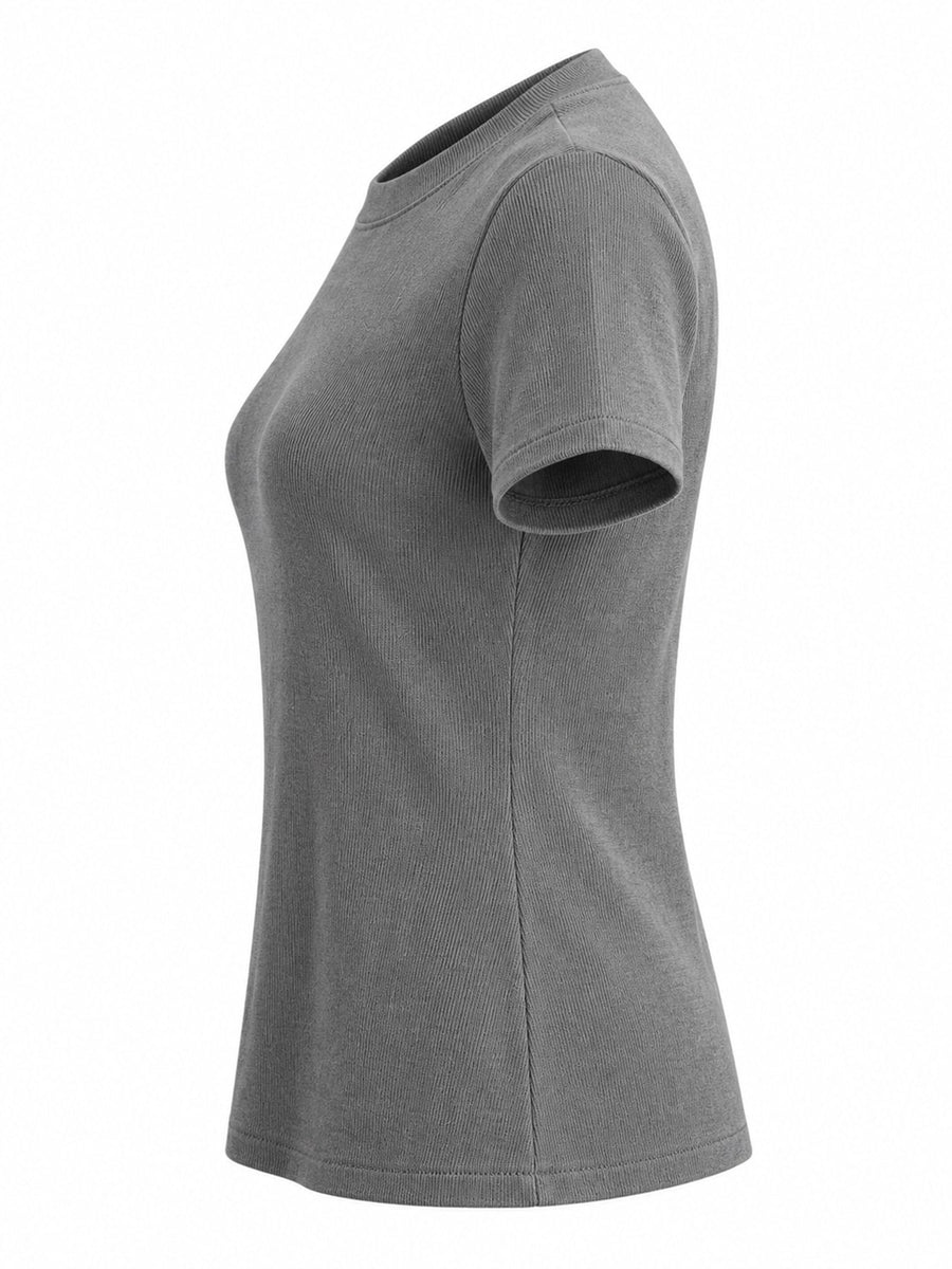 Slim-Fit Crew Neck Basic T-Shirt in Apricot with stretch