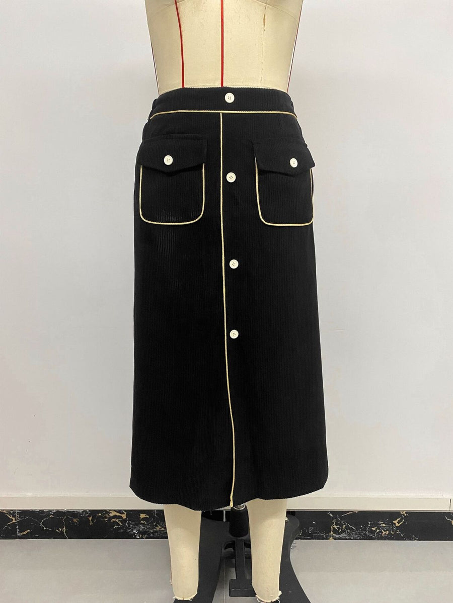 Black with midi skirt with buttoned 12