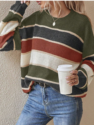 brown relaxed crewneck sweater with crew neck