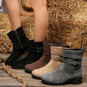 boots in black featuring round toe and ankle boot fit