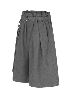 Men's High-Waisted Wide-Leg Capris in Brown with belted