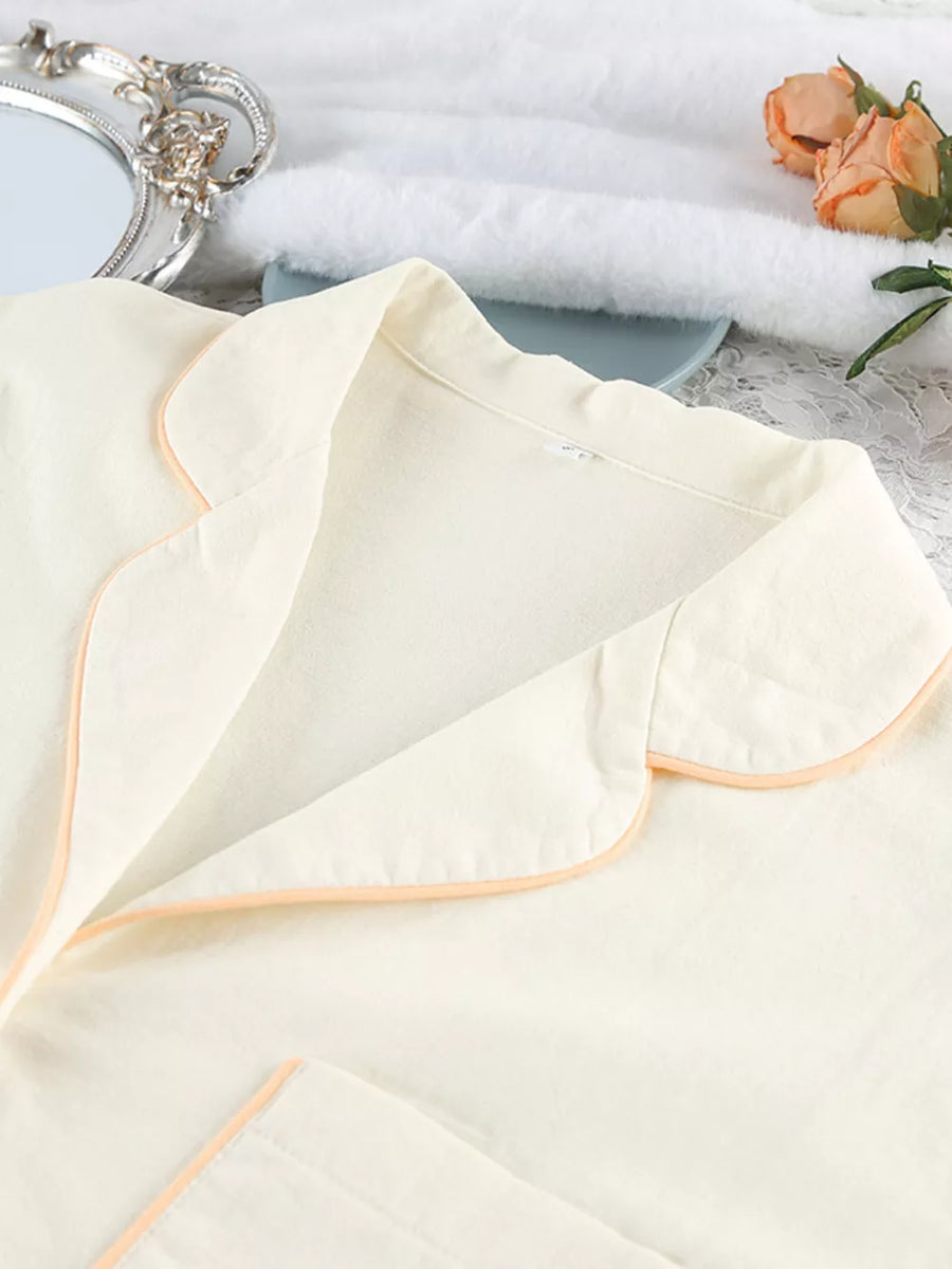 ivory relaxed pajama set with collared