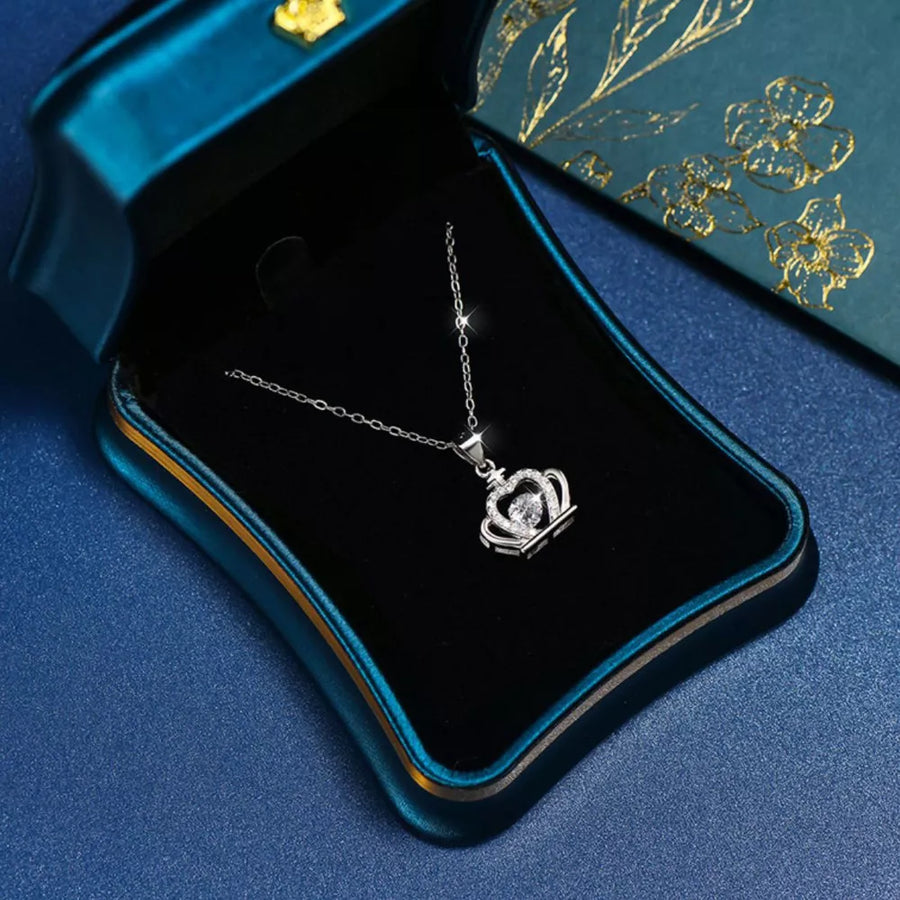 925 sterling silver,Zircon Care instructions: Avoid wearing during exercise, as necklace in clear with delicate silhouette