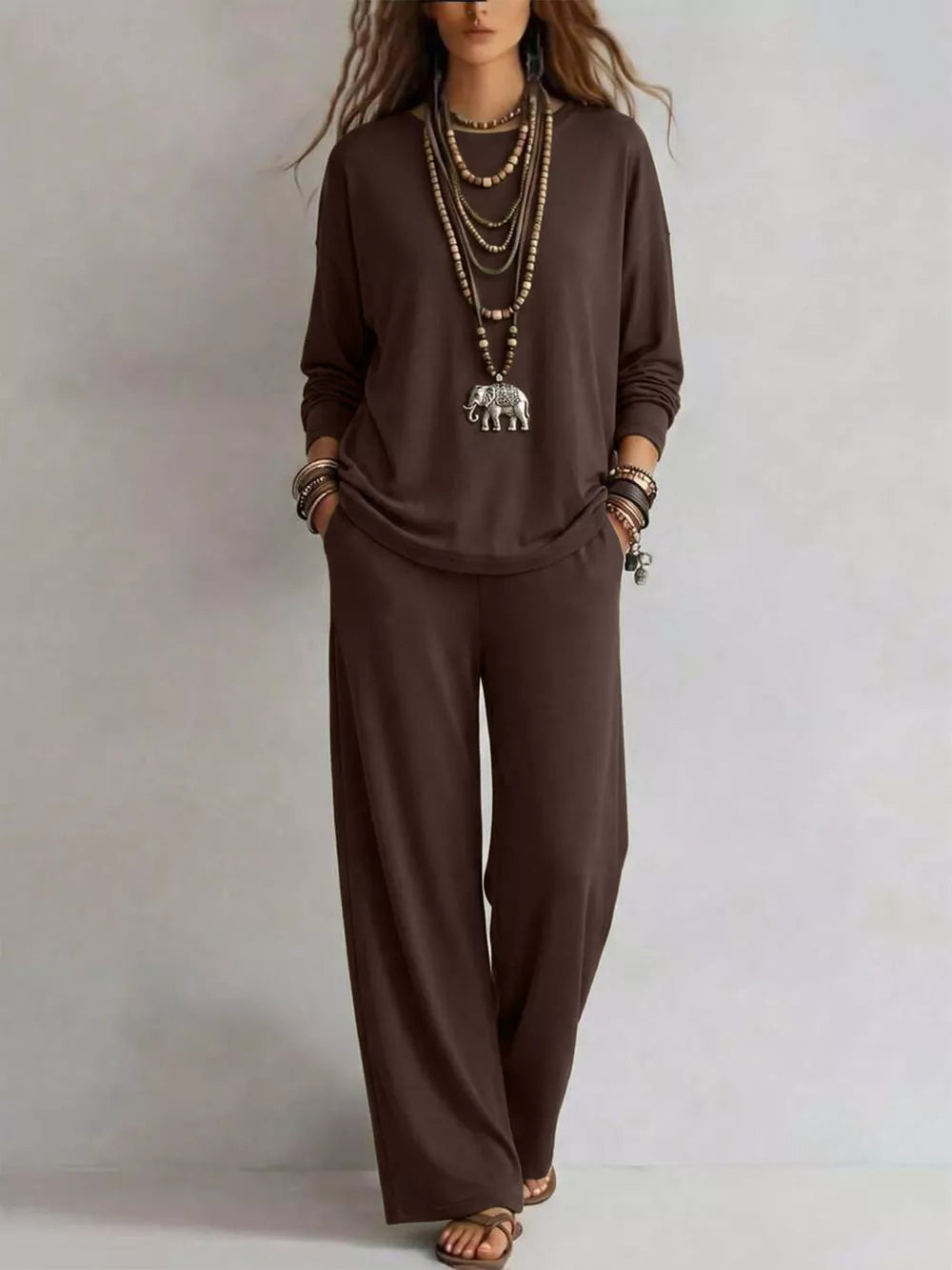 100% polyester Care instructions: Machine wash cold two-piece set in Black with relaxed silhouette
