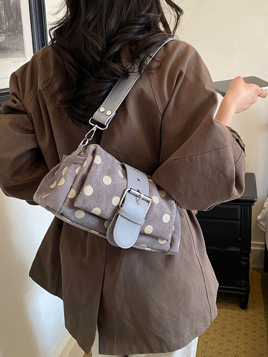 Vintage Polka Dot Shoulder Bag in Khaki