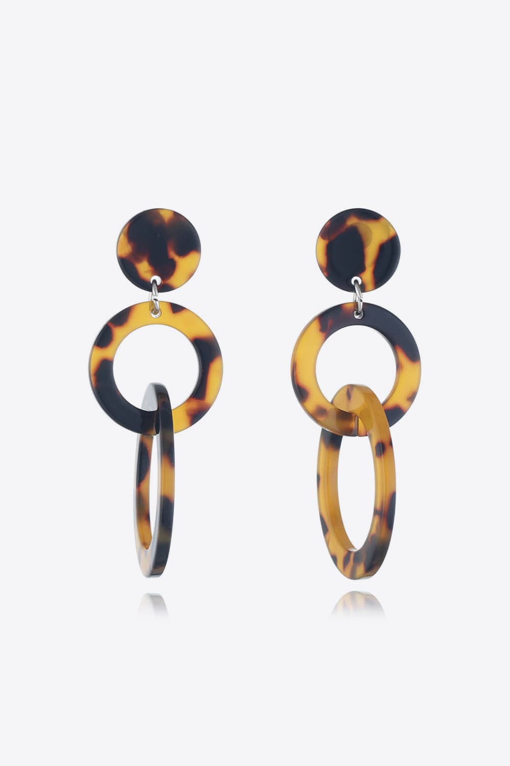 Tortoiseshell dangle earrings with circular and oval links