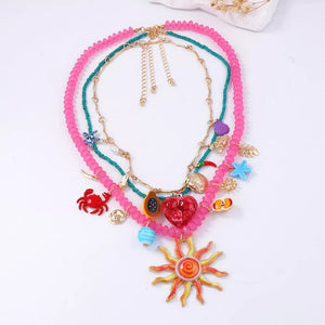 Hot Pink necklace with collar-length and lobster clasp